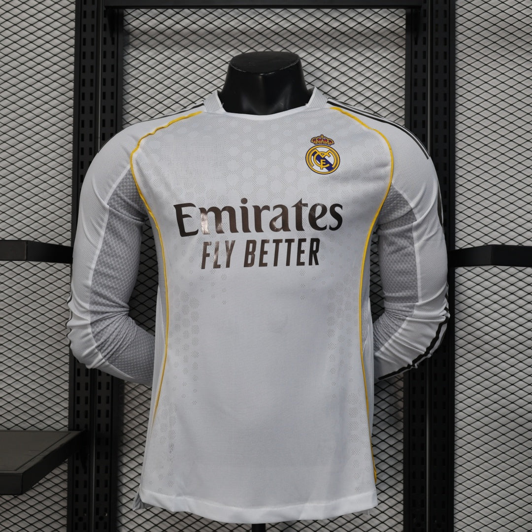 Real Madrid 2025/26 Home Long Sleeve Player Version Jersey