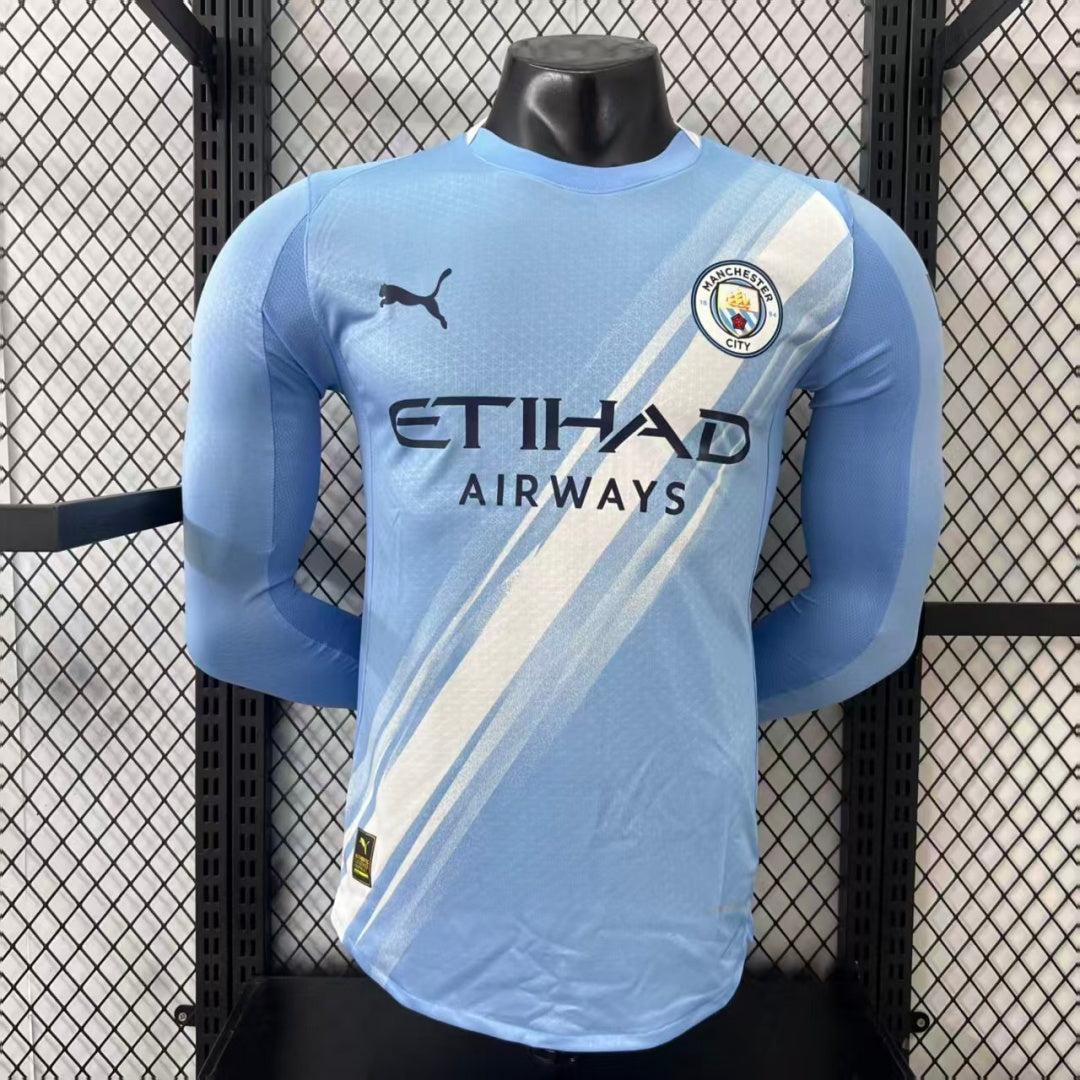 Manchester City 2025/26 Home Long Sleeve Player Version Jersey