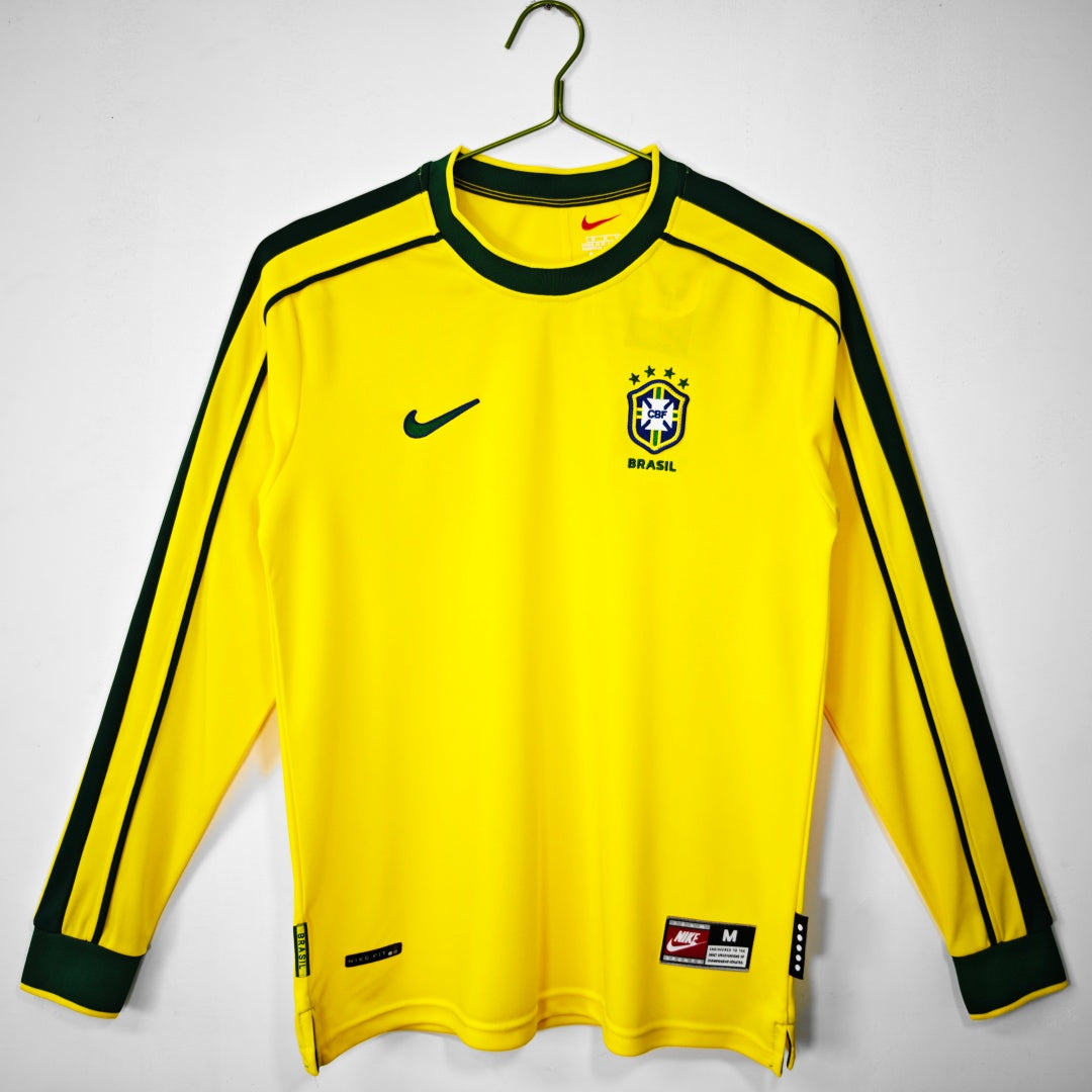 Brazil 1998 Home Retro Long Sleeve Jersey